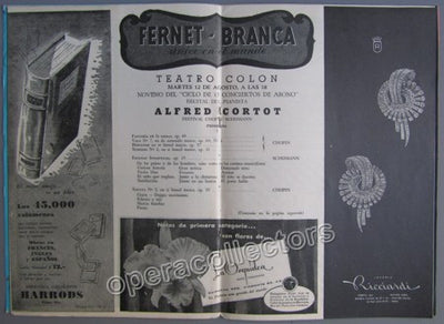 Cortot, Alfred - T. Colon Concert Program 1952