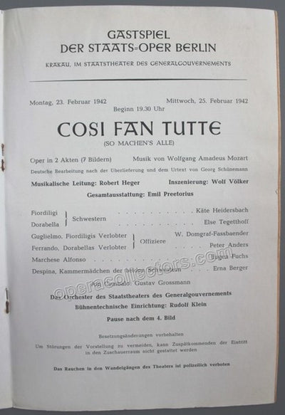 Cosi Fan Tutte - Berlin State Opera in Poland 1942 - Robert Heger