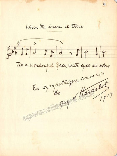 D´Hardelot, Guy - Autograph Music Quote Signed