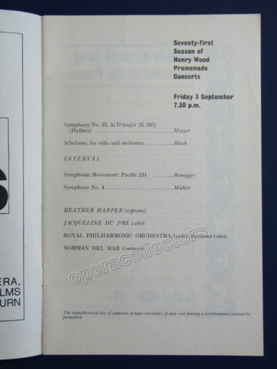 Du Pré, Jacqueline and Del Mal, Norman - Program 1965