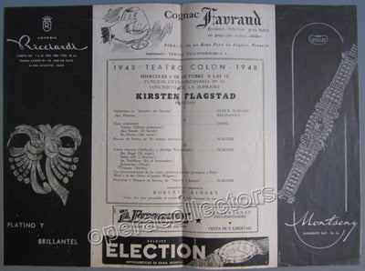 Flagstad, Kirsten - Concert Program T. Colon Argentina 1948