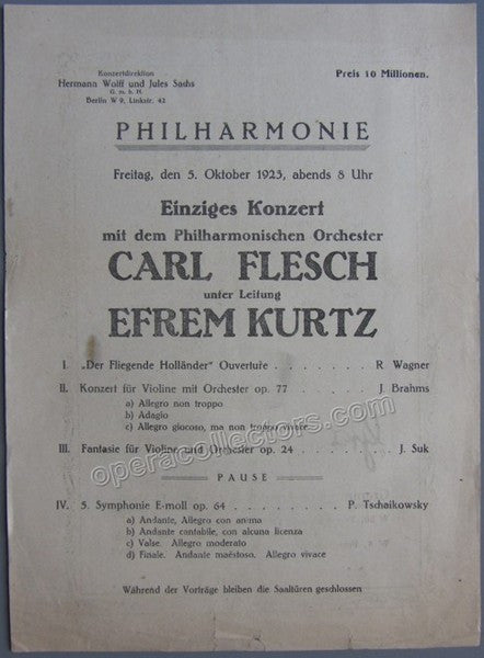 Flesch, Carl - Concert program Berlin 1923
