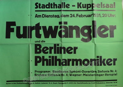 Furtwangler, Wilhelm - Concert Poster 1931