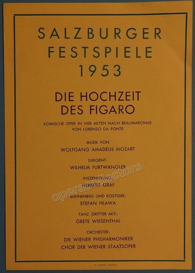 Furtwangler, Wilhelm - Concert Program Salzburg Festival 1953