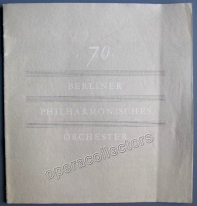 Furtwangler, Wilhelm - Official brochure for the 70th Anniv. of the Berlin Philharmonic Orchestra