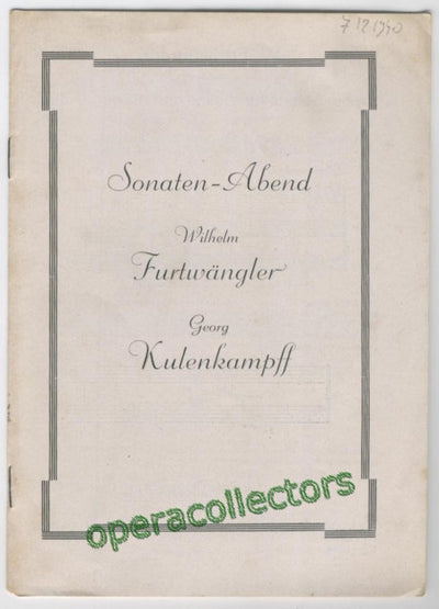 Furtwangler, Wilhelm - Piano performance program