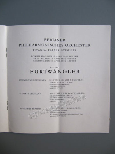 Furtwangler, Wilhelm - Program 1952