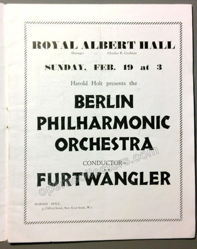 Furtwangler, Wilhelm - Royal Albert Hall Concert Program 1933