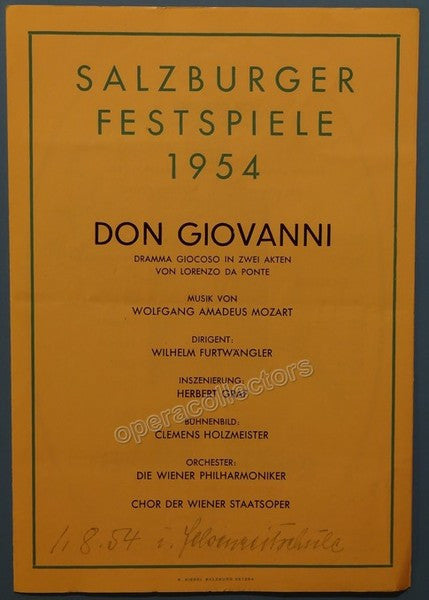 Furtwangler, Wilhelm - Salzburg Festival Program 1954