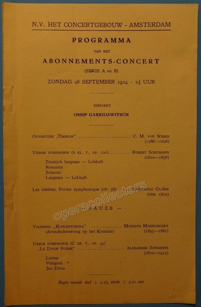 unknown gabrilowitsch ossip concertgebouw orchestra concert amsterdam 1924 1