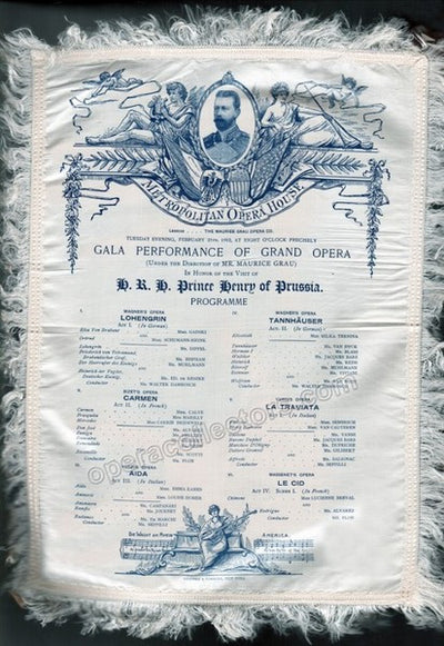 Gala Performance Program Prince Henry of Prussia in New York, 1902 - Met Opera Program in Silk