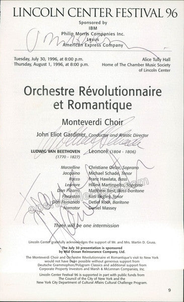 Gardiner, John Eliot - Hawlata, Franz - Signed Cast Page New York 1996