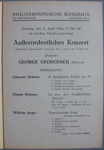 Georgescu, Georges - Vienna Philharmonic Orch. Program 1944