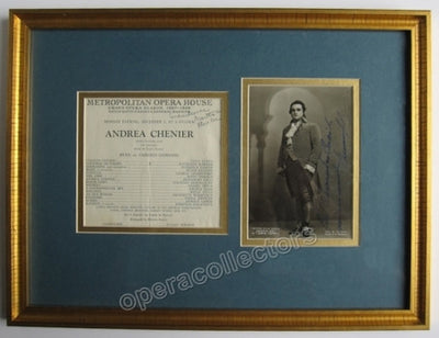 Gigli, Beniamino - Signed Photo as Andrea Chenier with program clip