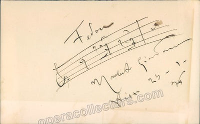 Giordano, Umberto - Fedora Autograph Music Quote Signed