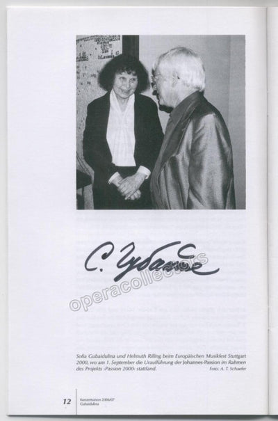 Gubaidulina, Sofia - Signed Photo in Program