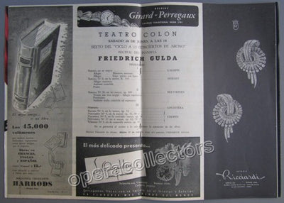 Gulda, Friedrich - T. Colon Concert Program 1952