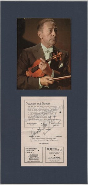 Heifetz, Jascha - Signed program with photo