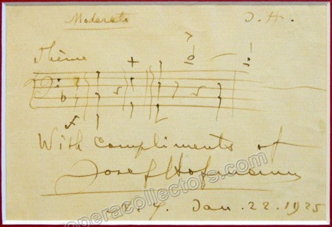 unknown hofmann josef autograph music quote signed 1925 2
