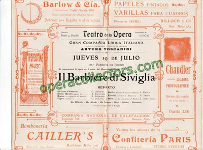 IL BARBIERE DI SIVIGLIA - Teatro de la Opera 1906 program - Rosina Storchio