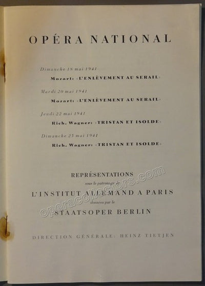Karajan, Herbert - Tour Program German State Opera 1941