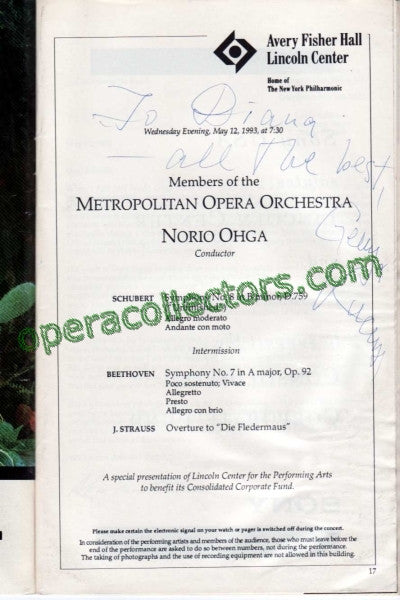 Kissin, Evgeny - Signed Program Avery Fishe Hall 1993