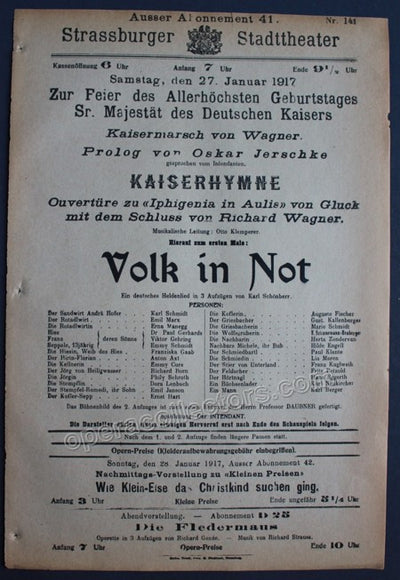 Klemperer, Otto - Concert Playbill 1917
