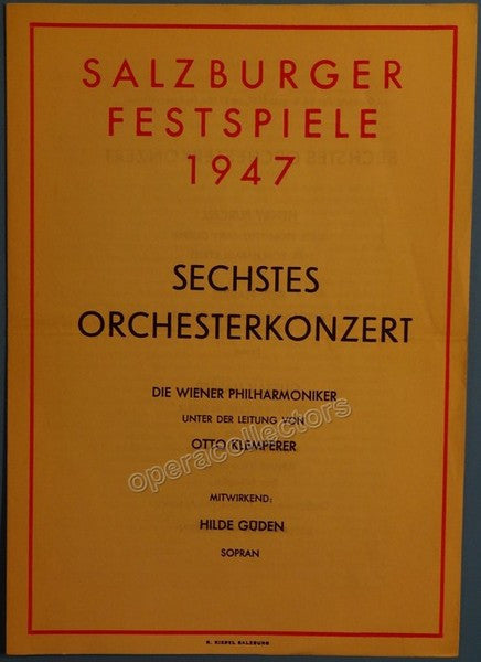 Klemperer, Otto - Salzburg Festival Program 1947