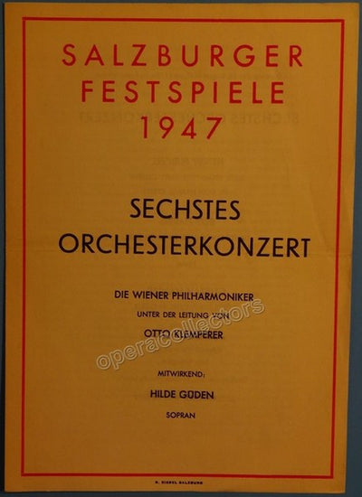 Klemperer, Otto - Salzburg Festival Program 1947