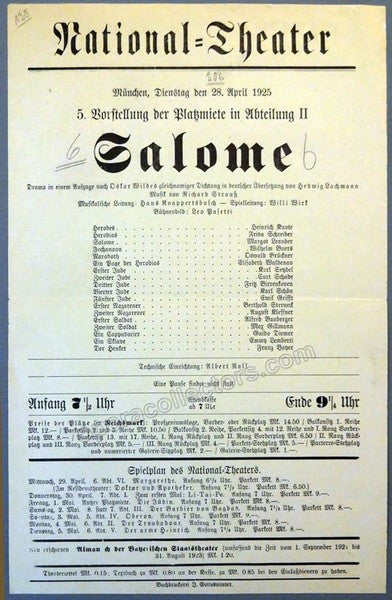 Knappertsbusch, Hans - 4 Playbills 1924-25 Munich Staatsoper
