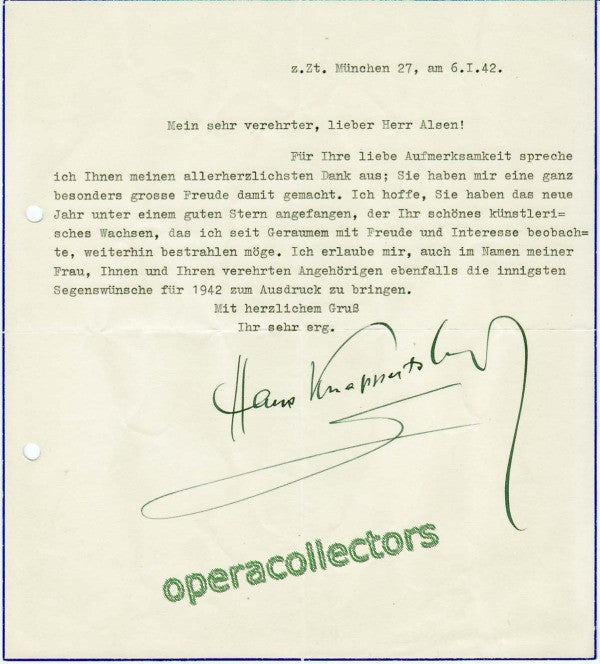 Knappertsbusch, Hans - Typed letter signed