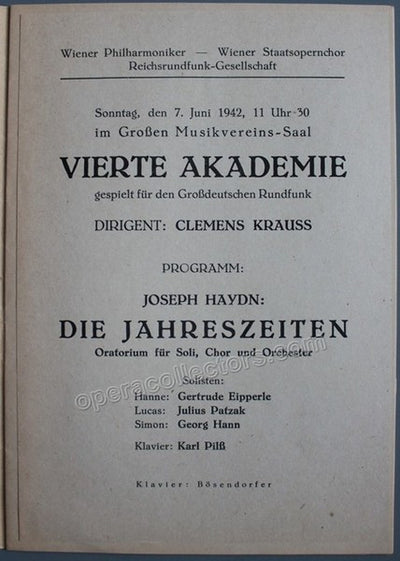Krauss, Clemens - Vienna Philharmonic Orch. Program 1942