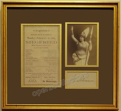 Lehmann, Lilli - Signature + Photo + Program Clip (Unframed)