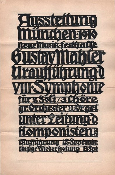 Mahler, Gustav - 1910 World Premiere Program Symphony 8 conducted by him