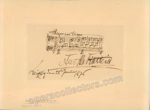 Rubinstein, Anton - Autograph Music Quote signed and Photo postcard