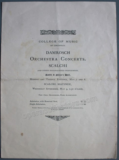 Scalchi, Sofia - Concert Program 1883 - Wagner Memorial