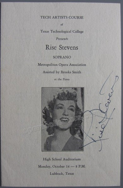 Stevens, Rise - Signed Program Texas 1950s