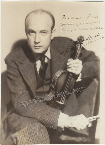 Szigeti, Joseph - Signed photo with violin