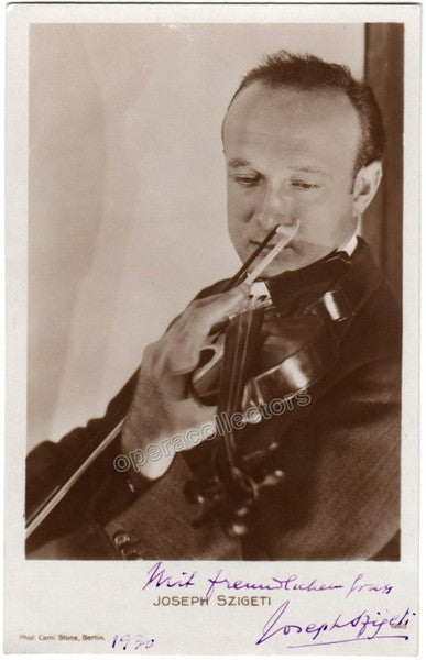 Szigeti, Joseph - Signed Photo with Violin | Genuine Signed