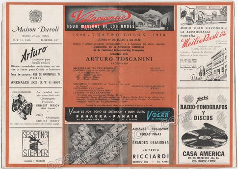 unknown toscanini arturo farewell concert to nbc orchestra tour 1940 teatro colon argentina 1