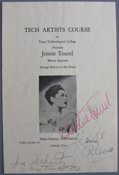 Tourel, Jennie - Signed Program Texas 1950s