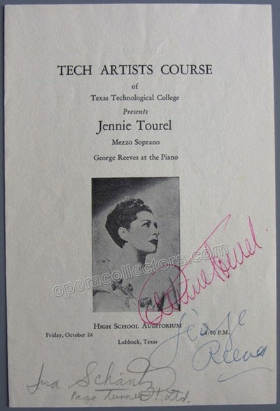Tourel, Jennie - Signed Program Texas 1950s