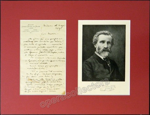 Verdi, Giuseppe - Handwritten Letter and Portrait Print