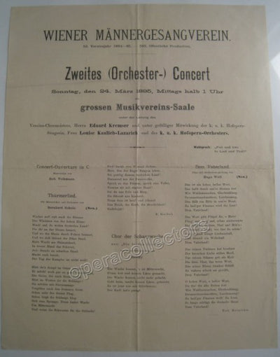 Vienna Philharmonic Concert - Playbill 1894