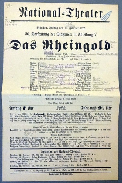 unknown wagner operas at the national theater munich 1924 25 lot of 5 playbills 2