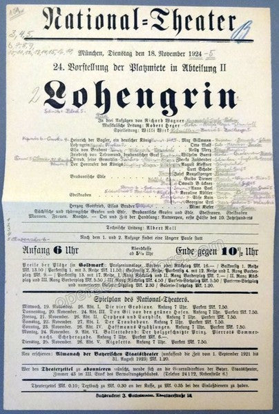unknown wagner operas at the national theater munich 1924 25 lot of 5 playbills 5