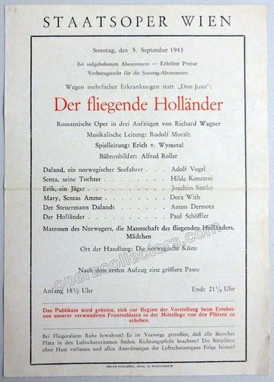Wagner Operas at Vienna Staatsoper Programs 1942-44