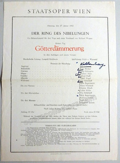 Wagner Opera Programs - Staatsoper, Vienna 1942-44