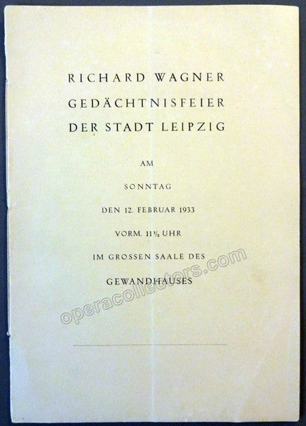 unknown wagner s 50th anniversary memorial concert program leipzig 1933 1