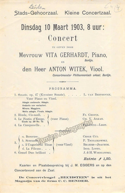 Witek, Anton - Concert Program 1903